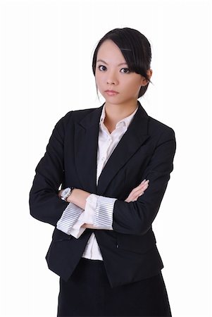 simsearch:400-04255435,k - Beautiful Asian businesswoman with formal suit, closeup portrait on white background. Foto de stock - Super Valor sin royalties y Suscripción, Código: 400-04710168