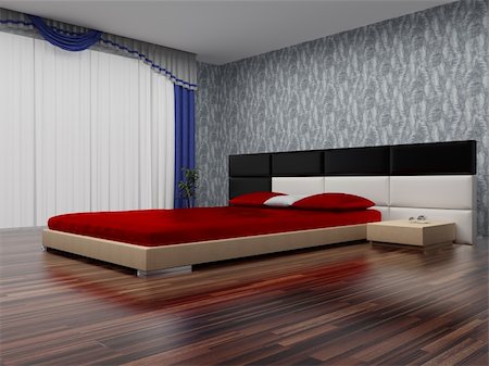 Modern interior of a bedroom (3d rendering ) Stock Photo - Budget Royalty-Free & Subscription, Code: 400-04710185