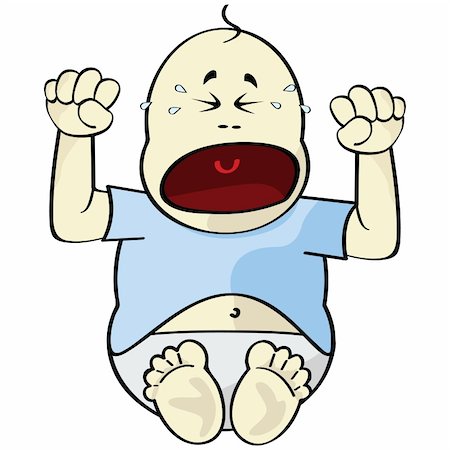 screaming crying baby - Cartoon illustration of a baby crying Stock Photo - Budget Royalty-Free & Subscription, Code: 400-04710432