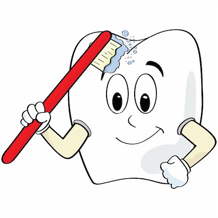 Cartoon illustration of a tooth brushing itself Stock Photo - Budget Royalty-Free & Subscription, Code: 400-04710440