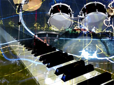 abstract jazz rock background musical instruments Stock Photo - Budget Royalty-Free & Subscription, Code: 400-04710886
