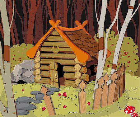 sharpner (artist) - Little wooden House in the Dark Forest Stockbilder - Microstock & Abonnement, Bildnummer: 400-04710898