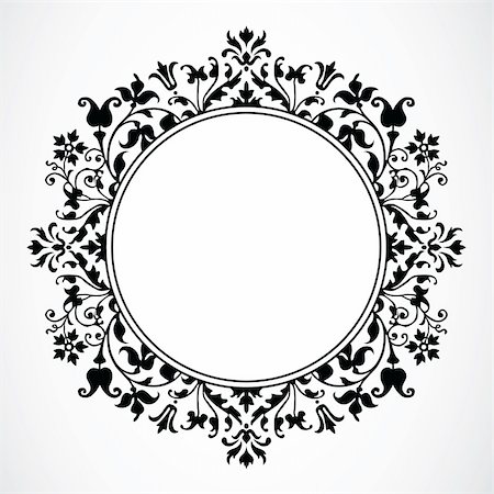 simsearch:400-04710715,k - Detailed circular floral frame or border. Easy to scale to any size. Foto de stock - Royalty-Free Super Valor e Assinatura, Número: 400-04710949