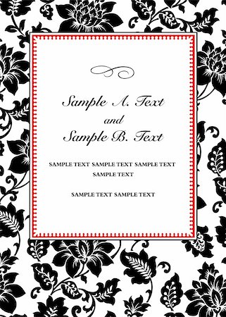 simsearch:400-04711057,k - Vector rose themed frame with sample text. Perfect for 5x7 invitation or announcement. All pieces are separate. Easy to change colors. Stock Photo - Budget Royalty-Free & Subscription, Code: 400-04711057