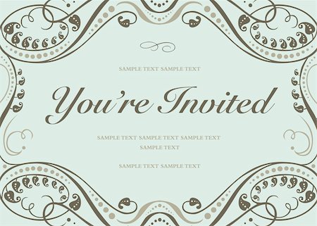 simsearch:400-04711057,k - Vector swirl floral frame with sample text. Perfect as invitation or announcement. All pieces are separate. Easy to change colors. Stock Photo - Budget Royalty-Free & Subscription, Code: 400-04711063