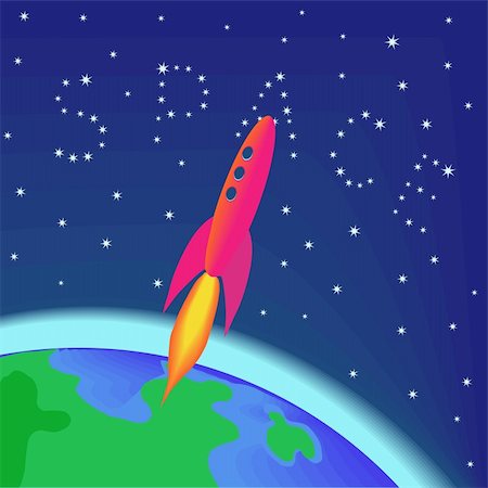 rocket flames - Rocket flying into space Stock Photo - Budget Royalty-Free & Subscription, Code: 400-04711327