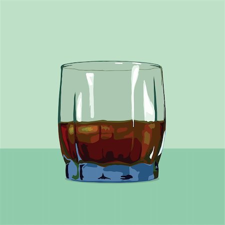 Vector image of blue glass cup filled with whiskey. All items are on individual layers.Layers are signed, the image is easy to edit. Photographie de stock - Aubaine LD & Abonnement, Code: 400-04711359