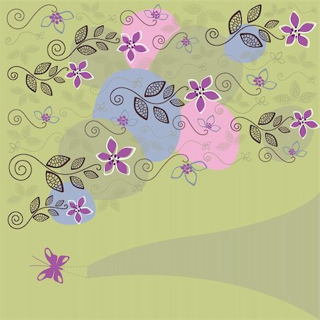 Cute floral background vector illustration Foto de stock - Super Valor sin royalties y Suscripción, Código: 400-04711575