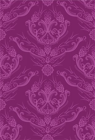 simsearch:400-05231593,k - Luxury Fuchsia Floral seamless Wallpaper vector illustration Foto de stock - Super Valor sin royalties y Suscripción, Código: 400-04711614