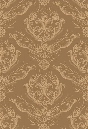 simsearch:400-04814440,k - Luxury Brown Floral seamless Wallpaper vector illustration Photographie de stock - Aubaine LD & Abonnement, Code: 400-04711613