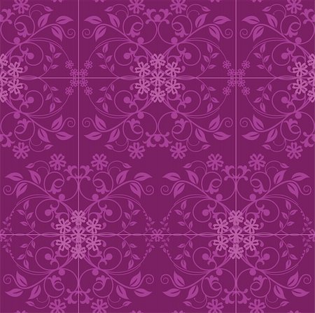 simsearch:400-05231593,k - Fuchsia and pink floral seamless wallpaper vector illustration Foto de stock - Super Valor sin royalties y Suscripción, Código: 400-04711622