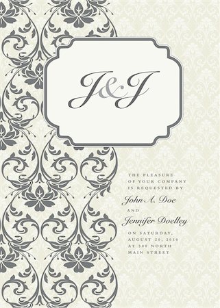 simsearch:400-07759145,k - Vector ornate frame with sample text. Perfect as invitation or announcement. Background pattern is included as seamless swatch. All pieces are separate. Easy to change colors and edit. Stock Photo - Budget Royalty-Free & Subscription, Code: 400-04711651