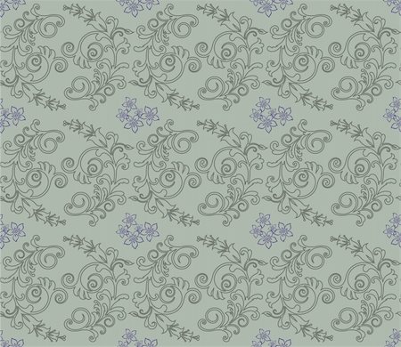 simsearch:859-03041504,k - Light green and purple floral wallpaper vector illustration Stock Photo - Budget Royalty-Free & Subscription, Code: 400-04711696