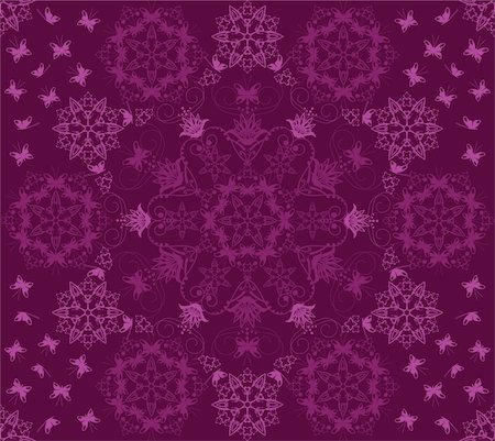 simsearch:400-05231593,k - Seamless purple flowers and butterflies pattern. This image is a vector illustration Foto de stock - Super Valor sin royalties y Suscripción, Código: 400-04711766