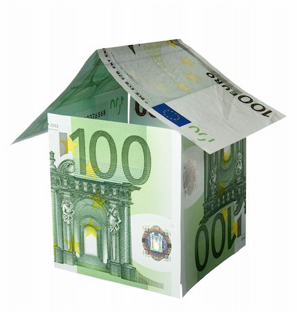 simsearch:628-05818023,k - close up of miniature house  built of paper currency on white background with clipping path Foto de stock - Super Valor sin royalties y Suscripción, Código: 400-04711789