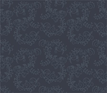 simsearch:400-05922161,k - Seamless dark grey floral pattern vector illustration Photographie de stock - Aubaine LD & Abonnement, Code: 400-04711843
