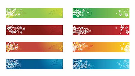 simsearch:400-04852340,k - Set of 8 decorative seasonal floral borders. This image is a vector illustration. Photographie de stock - Aubaine LD & Abonnement, Code: 400-04711883