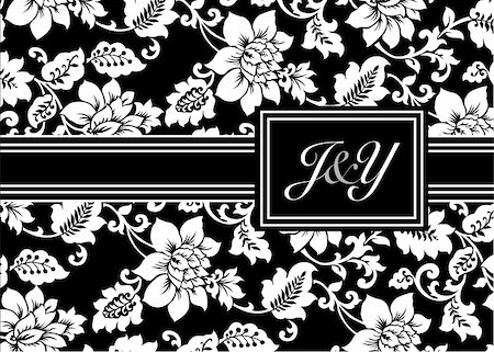 damask vector - Ornate small frame with sample text. Perfect as invitation or announcement. Background pattern is included as seamless swatch. All pieces are separate. Easy to change colors and edit. Stock Photo - Budget Royalty-Free & Subscription, Code: 400-04712158