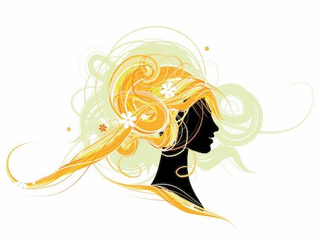 simsearch:400-04820689,k - Woman head silhouette, hairstyle design Foto de stock - Royalty-Free Super Valor e Assinatura, Número: 400-04712325