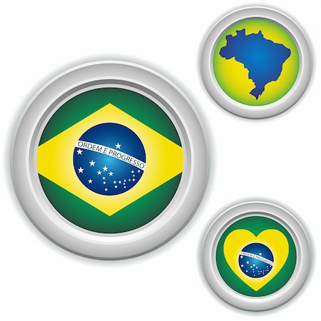 simsearch:400-05329186,k - Vector - Brazil Buttons with heart, map and flag Stock Photo - Budget Royalty-Free & Subscription, Code: 400-04712647