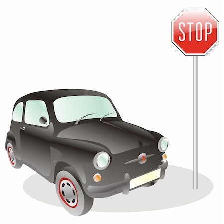 stop sign smoke - fully editable vector illustration of stylized car and stop sign Stock Photo - Budget Royalty-Free & Subscription, Code: 400-04712760