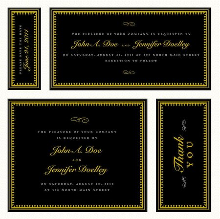 simsearch:400-04711057,k - Set of vector matching gold frames with sample text. Perfect as invitations or announcements. Background pattern is included as seamless swatch. All pieces are separate. Easy to change colors and edit. Stock Photo - Budget Royalty-Free & Subscription, Code: 400-04712908