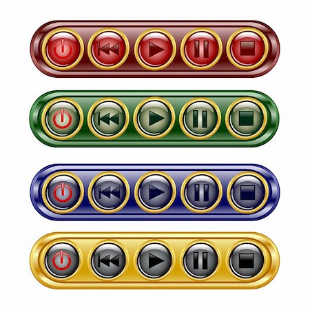 vector illustration of the four oblong shiny panel with player set sign icon buttons Stock Photo - Budget Royalty-Free & Subscription, Code: 400-04712988