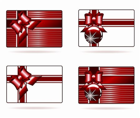 Vector illustration of the decorated gift cards with red ribbon and bow Stockbilder - Microstock & Abonnement, Bildnummer: 400-04712996