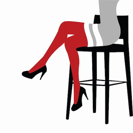 retro women crossed legs - Sexy woman legs staying on a bar chair Stock Photo - Budget Royalty-Free & Subscription, Code: 400-04713257