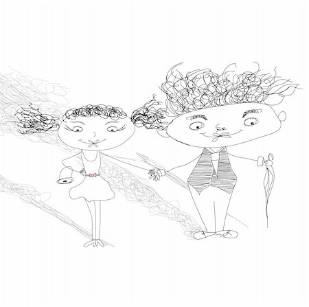 drawing of girl and boy holding hands - couple holding hands Stock Photo - Budget Royalty-Free & Subscription, Code: 400-04713279