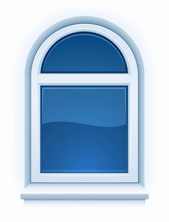 arched closed plastic window with windowsill vector illustration, isolated on white background Stock Photo - Budget Royalty-Free & Subscription, Code: 400-04713305