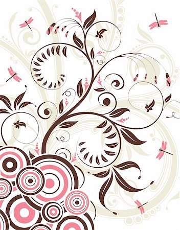 simsearch:400-04123781,k - Floral background with dragonfly and circle, element for design, vector illustration Fotografie stock - Microstock e Abbonamento, Codice: 400-04713418