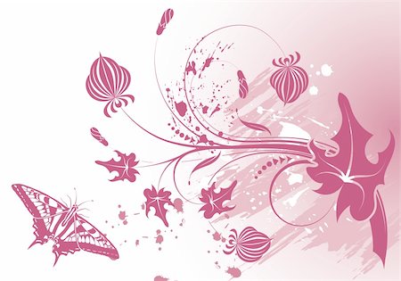 simsearch:400-03995944,k - Grunge paint flower background with butterfly, element for design, vector illustration Foto de stock - Super Valor sin royalties y Suscripción, Código: 400-04713447