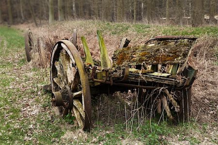 Remains of old ruined and abandoned wooden dray Stock Photo - Budget Royalty-Free & Subscription, Code: 400-04724223
