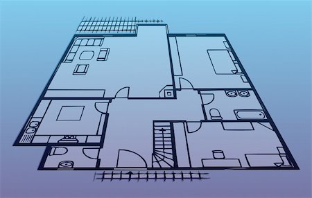 Architectural plan home background. Vector. Stock Photo - Budget Royalty-Free & Subscription, Code: 400-04724423
