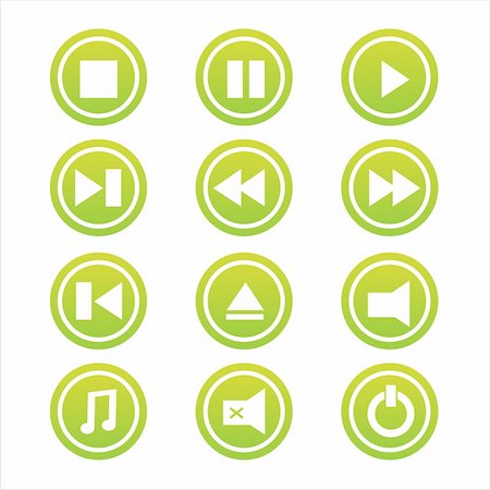 pause button - set of 12 music signs Stock Photo - Budget Royalty-Free & Subscription, Code: 400-04724495