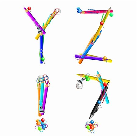 fun with letters and kids clip art - alphabet office YZ!?,  this illustration may be useful as designer work Stock Photo - Budget Royalty-Free & Subscription, Code: 400-04724612