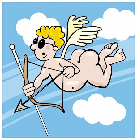 Humorous illustration of blind cupid Stock Photo - Budget Royalty-Free & Subscription, Code: 400-04724666