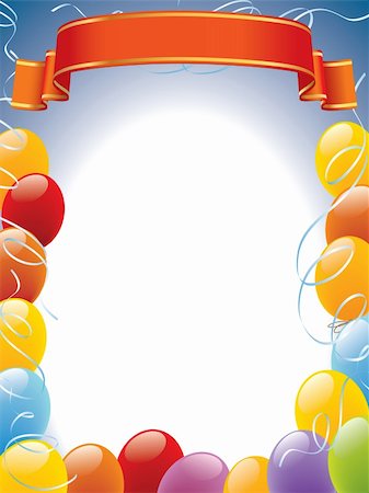 posters with ribbon banner - Balloons frame decoration ready for posters and cards Stock Photo - Budget Royalty-Free & Subscription, Code: 400-04724696