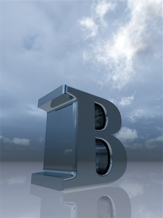 simsearch:400-05206164,k - metal uppercase letter b under dark cloudy sky - 3d illustration Stock Photo - Budget Royalty-Free & Subscription, Code: 400-04724732