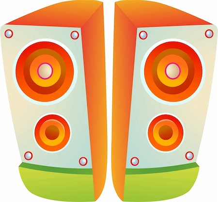 stereo with music notes - vector Speaker Stock Photo - Budget Royalty-Free & Subscription, Code: 400-04724896