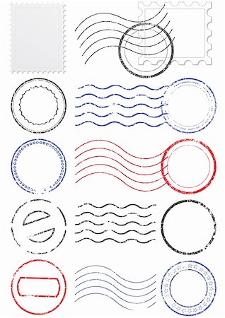 postage - Vector set of stamps and postmarks. All vector objects are isolated. Colors and transparent background color are easy to adjust. Stock Photo - Budget Royalty-Free & Subscription, Code: 400-04724938