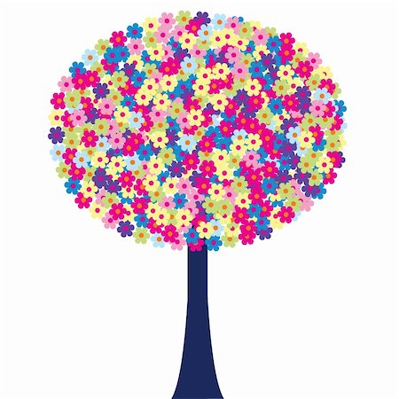 simsearch:400-04725012,k - Happy tree with colored flowers Stock Photo - Budget Royalty-Free & Subscription, Code: 400-04725011