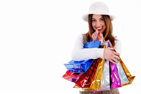 simsearch:400-04322097,k - Portrait of Young lady happy with lot of shopping bags on a isolated background Stock Photo - Budget Royalty-Free & Subscription, Code: 400-04725244