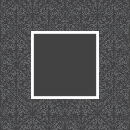 simsearch:400-07055210,k - Seamless floral pattern with frame in gray and black color. Foto de stock - Super Valor sin royalties y Suscripción, Código: 400-04725427