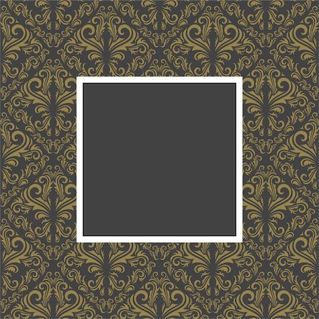 simsearch:400-07657360,k - Seamless golden floral pattern with frame in gray color. Foto de stock - Super Valor sin royalties y Suscripción, Código: 400-04725428