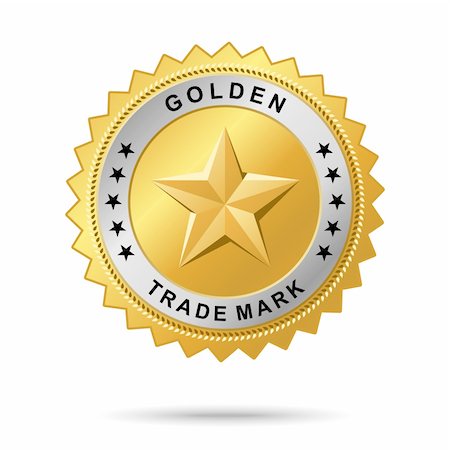 simsearch:400-04375339,k - Vector golden badge named "Golden trade mark label" for your business artwork. Foto de stock - Super Valor sin royalties y Suscripción, Código: 400-04725423