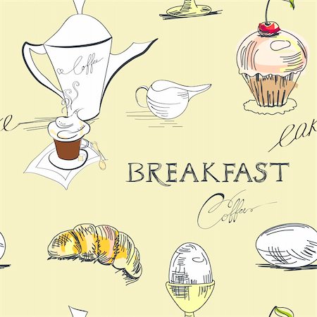 simsearch:400-04261817,k - Seamless background for breakfast Photographie de stock - Aubaine LD & Abonnement, Code: 400-04725489