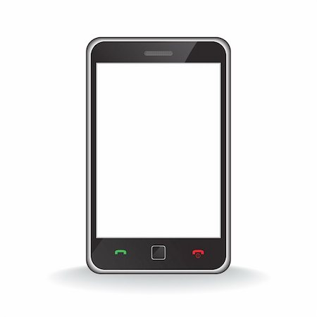 simsearch:400-04836744,k - Vector - Illustration of a modern smart phone for mobile communication with white screen for text insertion Stock Photo - Budget Royalty-Free & Subscription, Code: 400-04725569