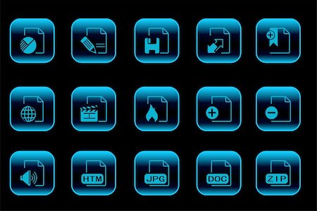 Document and File formats icons blue Series Stockbilder - Microstock & Abonnement, Bildnummer: 400-04725649